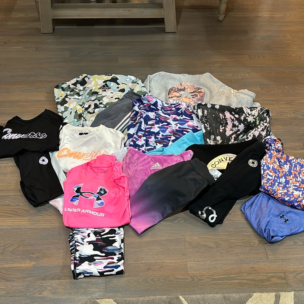 Huge hoodie leggings lot YL converse under armour addidas  20 pcs VGUC GUC